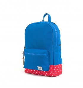 Mochila Herschel azul y roja lunares