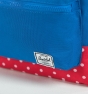 Mochila Herschel azul y roja lunares